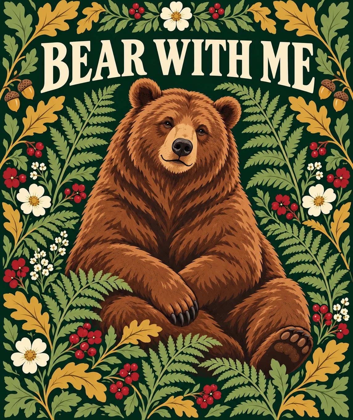 Bear With Me velveteen blanket with nature-inspired artwork — artwork preview