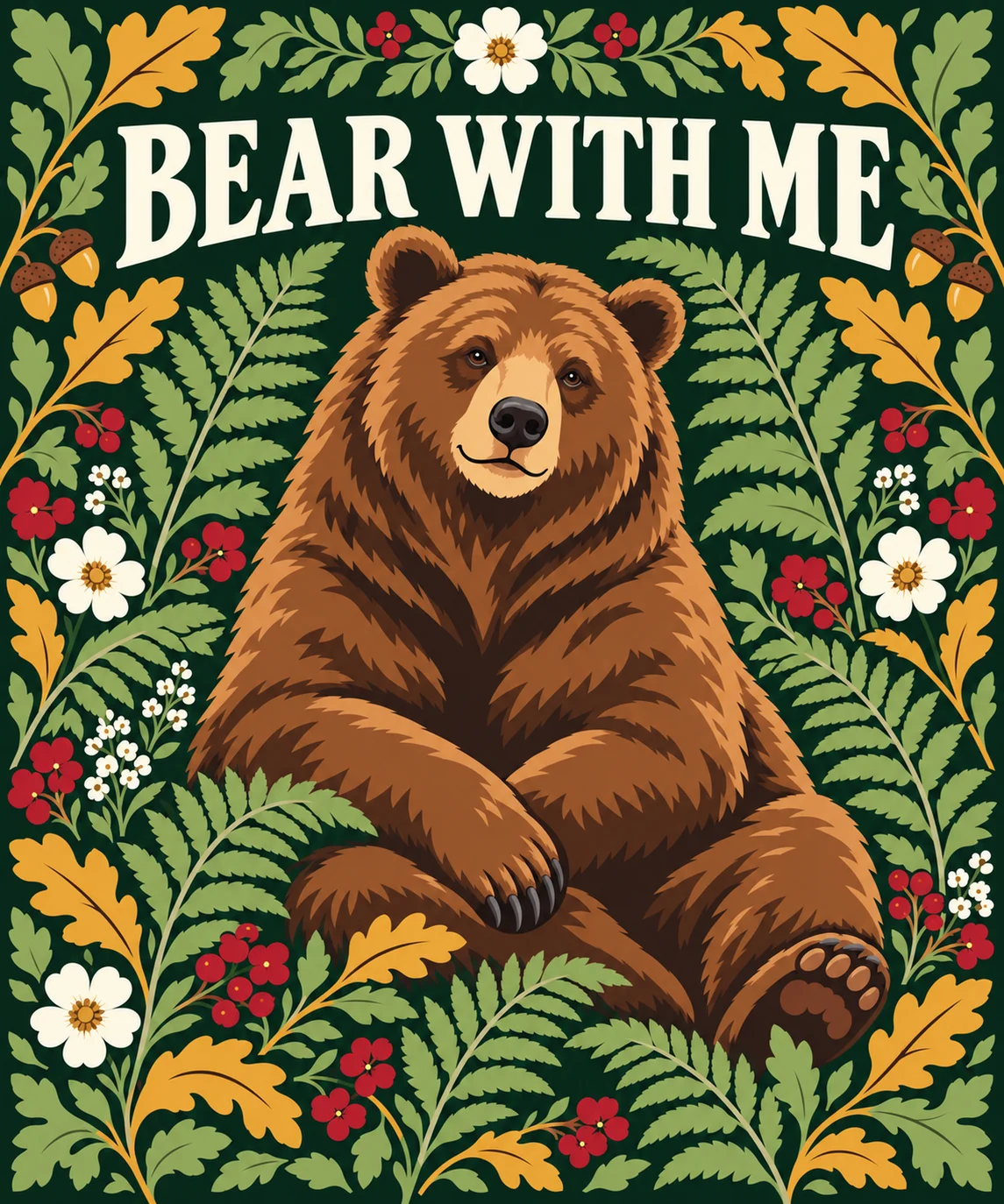 Bear With Me woven blanket with nature-inspired artwork — artwork preview