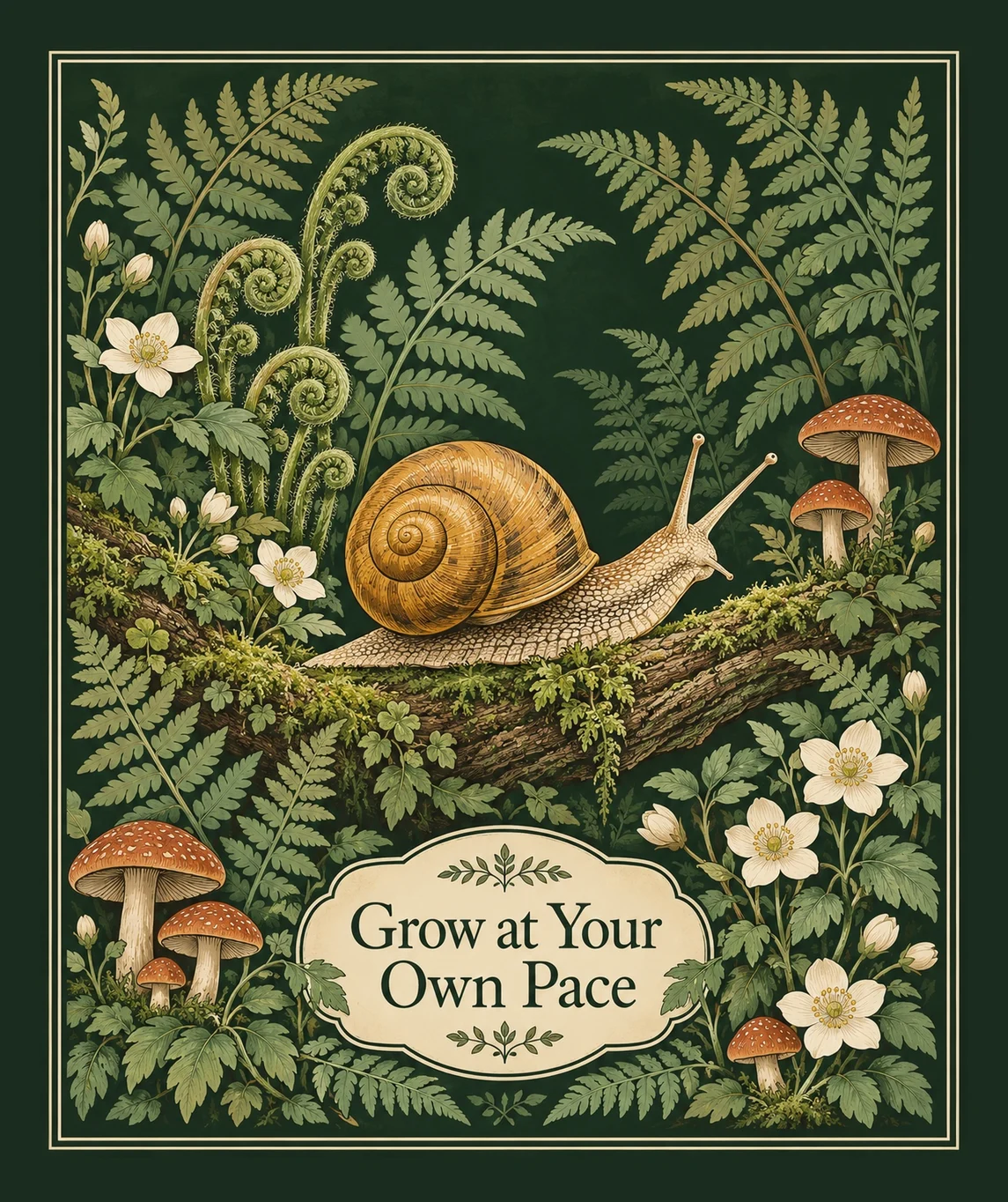 Grow at Your Own Pace velveteen blanket with nature-inspired artwork — artwork preview